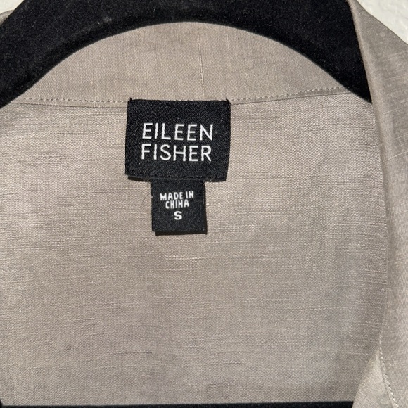 EILEEN FISHER Natural Linen Silk Blend Long Open Collar Blazer Jacket Cardigan S - Picture 5 of 8